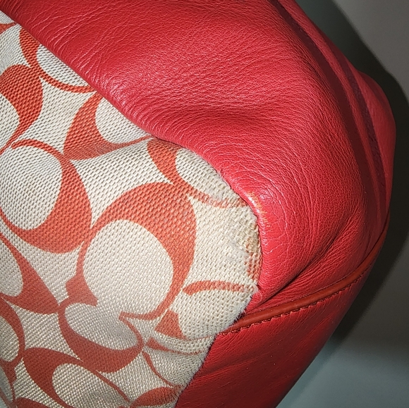 Coach Red Yellow Signature C Tote Shoulder Purse Legacy Vintage - Picture 9 of 15
